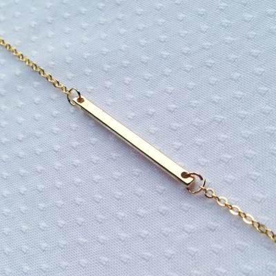 BLANK Dainty Thin Bar Necklace in Gold - Gold Bar Necklace - Dainty Simple Gold Pendant Necklace - Minimalist Necklace - Birthday Gift