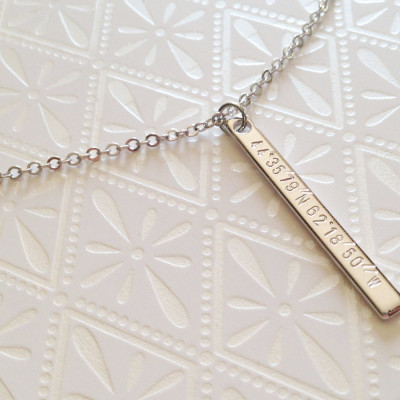 Custom Coordinates Necklace Custom Jewelry Long Pendant Necklace Bridesmaid Jewelry