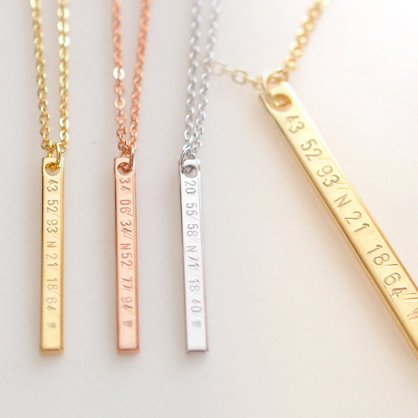 Custom Coordinates Necklace Custom Jewelry Long Pendant Necklace Bridesmaid Jewelry