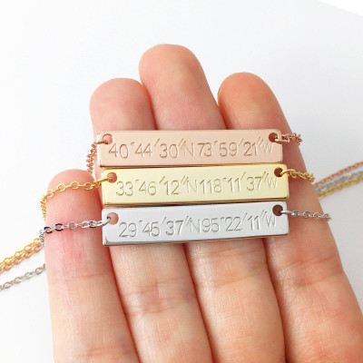 Custom Coordinates necklaces Custom Name Necklace Gold Coordinate Jewelry Monogram Name Necklace GPS Coordinates necklace