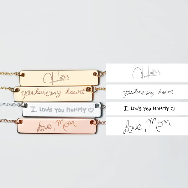 Custom Handwriting Necklace Personalized Handwriting Jewelry mom gift Signature Necklace