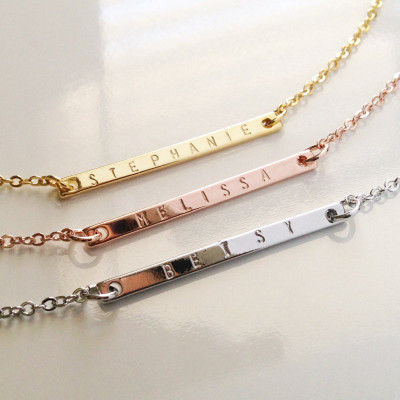 Custom Name Bar Necklace Initial Pendant Necklace - Monogram charm Necklace graduation gift for her