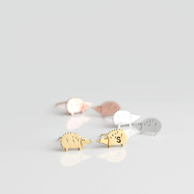 Dainty Hedgehog Earrings Initial Earrings Personalized Earrings Animal Jewelry Personalized Gift Best Friend Jewelry Kids Jewelry