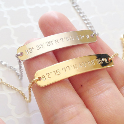 Dainty Personalized Bracelet - Coordinate Jewelry - Latitude Longitude Bracelet - friendship bracelet