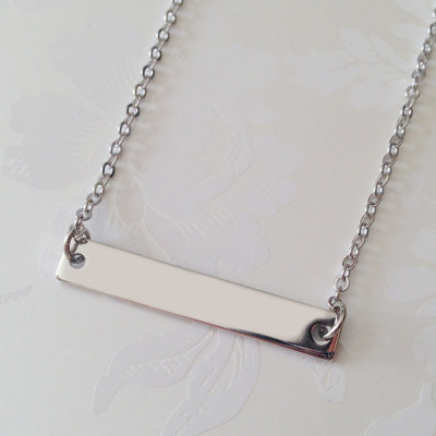 Dainty Silver Bar Necklace - Simple Necklace - Minimalist Necklace - Dainty Geometric Charm Necklace - Birthday Gift - Holiday Gift