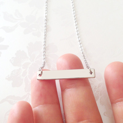 Dainty Silver Bar Necklace - Simple Necklace - Minimalist Necklace - Dainty Geometric Charm Necklace - Birthday Gift - Holiday Gift