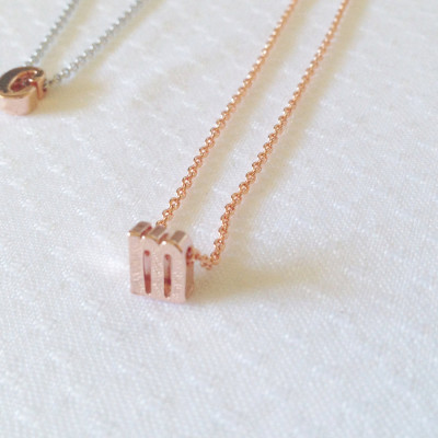 Delicate Rose Gold Initial Necklace - Dainty Initial Jewelry - Personalized Letter Gift - Bridesmaid Gift