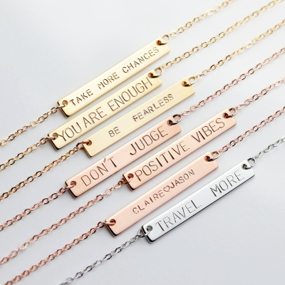 Engraved Bar Necklace Personalized necklace preschool teacher christmas gifts chains necklace