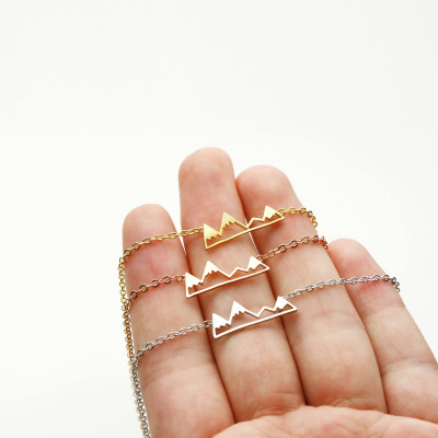 Gold Mountain Necklace adventure mountain charm Boho Jewelry Gift Women
