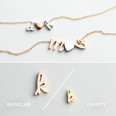 Heart Initial Necklace Personalized Heart Necklace initial necklace heart initial charm heart charm Best friend