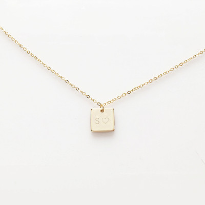 Initial Square Necklace friendship High school graduation Gift Mom Gift Wife Gift Sister Gift Best friend