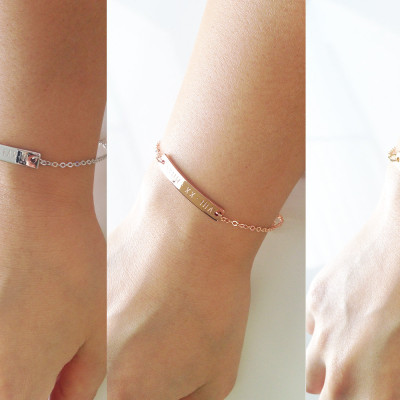 Inspirational Gold Bar Bracelet - Bridesmaid gift - Roman numeral Bracelet bridesmaid jewelry Date Bracelet teacher jewelry