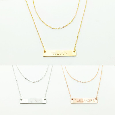 Layered Initial Necklace set for holiday gift monogram bar necklace ideas