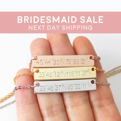 Maid of honor gift Custom Coordinates necklaces mother of the bride gift Custom Jewelry Wedding gift bride gift