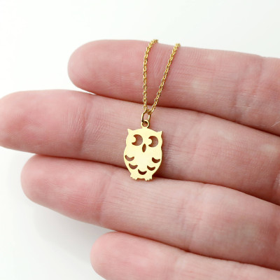 Minimalist Owl Charm Necklace Animal Lover Dainty Children's Jewelry Birthday Gift for Her Inspiration Celestial Pendant Necklace