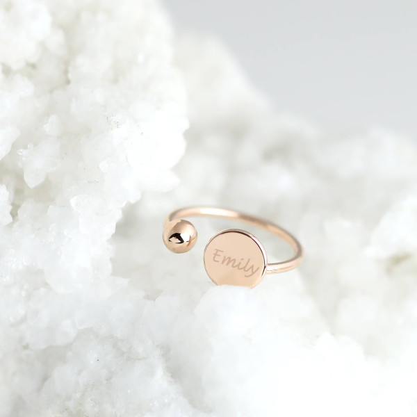 Name Ring Personalized Ring Initial Ring Disc Ring Stacking Ring Engraved Ring Best Friend Ring Adjustable Ring