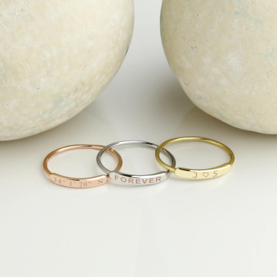 Name Ring Stackable Ring Initial Ring Stacking Bar Ring Bridesmaid Gift Skinny Ring Personalized Gift Mother Gift Sister Gift