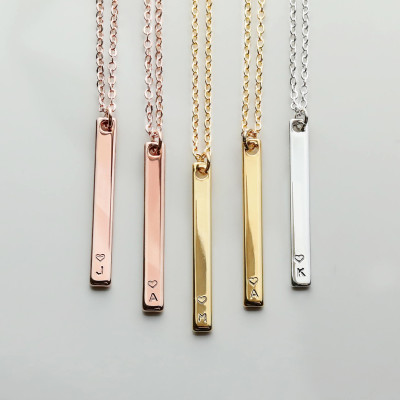 Name initial necklace Gold Initial Bar Necklace personalized Monogram Necklace bridesmaid personalized necklace