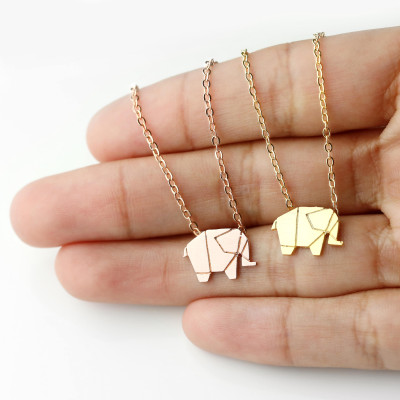 Origami Elephant Necklace Animal Lover Necklace Personalized Geometric Necklace Inspirational Gift for Her Best Friend Necklace