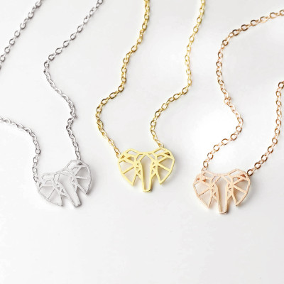 Origami Elephant Pendant Necklace Geometric Pendant Necklace Best Friend Necklace