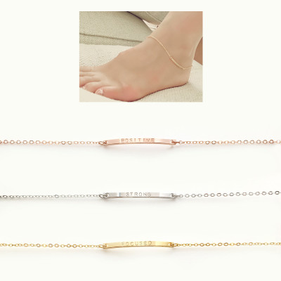 Personalized Bar Anklet Body Jewelry Feminist Jewelry Beach anklet Beach Wedding beach bridesmaid summer jewelry