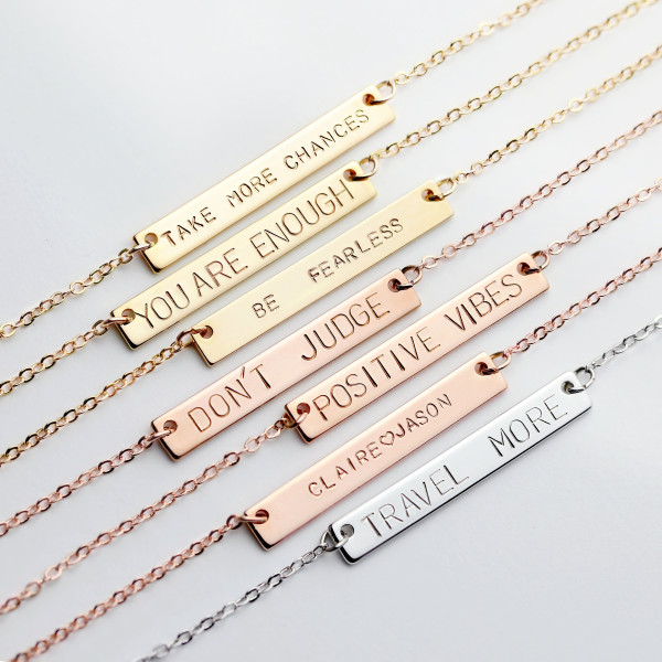 Personalized Bar Necklace for Women inspirational her Custom name necklace gifts for women Personalized Necklace