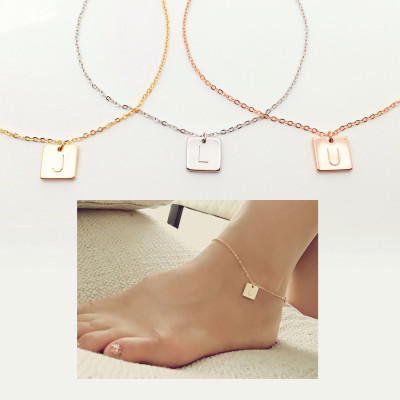Personalized Dainty Dangle Charm Initial Anklet Charm Anklet Gift for Her Body Jewelry Initial Pendant