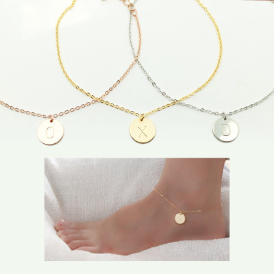 Personalized Initial Disc Anklet Anklet Gift for Her Personalized Gift Charm Initial Anklet Charm Anklet Gift for Her Body Jewelry