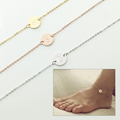 Personalized Initial Disc Anklet Gift for Her Personalized Gift Personalized Charm Initial Anklet Charm Gift for Her Body Jewelry