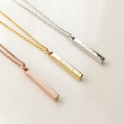 Personalized gift Custom name Vertical Bar Necklace Personalized Necklace Grandma Necklace Rose Gold Necklace Pendant