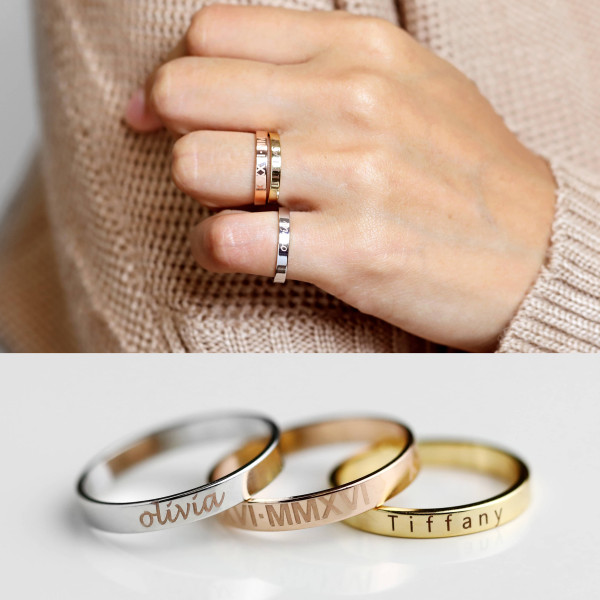 Personalized gift for women Stacking Ring Engraved Ring for women Personalized Ring for women Custom Name Ring Personalized Jewelry