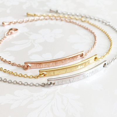 Roman Numeral Bracelet engraved bracelets for women custom Coordinates Bracelet Personalized Gift for Kids Best Friend bracelet