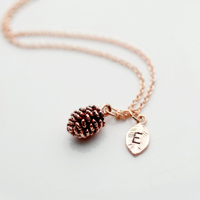 Rose Gold Pinecone Necklace Personalized gift for kids 3 best friend necklace leaf Necklace Pine Cone Necklace christmas gift