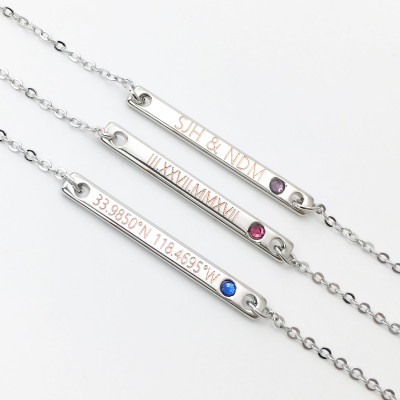Ruby Sapphire Aquamarine Custom Name Necklace Pendant Necklace Personalized Bridesmaid Jewelry January Birthstone