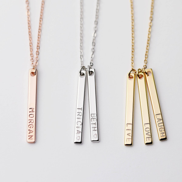 Vertical Personalized Bar Necklace personalized Best Friend Necklace for women Personalized friend gift