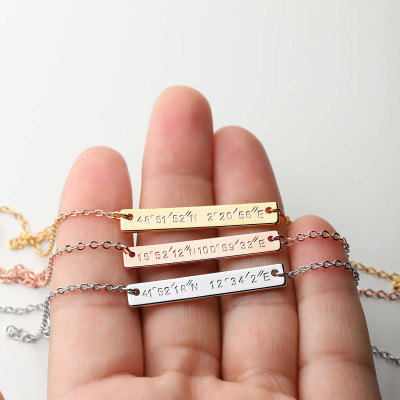 personalized bar necklace Custom Name Latitude longitude necklace - Custom Coordinates necklace Name necklace coordinates jewelry