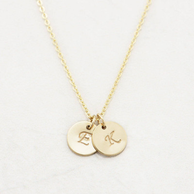 1 - 2 - 3 - 4 - 5 Initial Disc Necklace - Gold filled - Rose gold - Sterling Silver Disc necklace - Initial Charm - Gold Disc Pendant - Christmas Gift