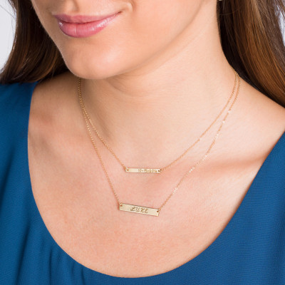 Bar Necklace SET of 2 - Gold - Rose Gold - Silver - Custom Gold Bar Set - Engraved Necklace - Customized Name Bar Set - Personalized Bar Necklace