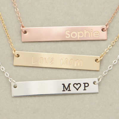 Bar Necklace - Bridesmaid Gifts - Graduation Gift - Custom Gold Bar - Engraved Necklace - Customized Name Bar Necklace - Personalized Gold Bar Necklace
