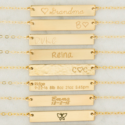 Bar Necklace - Bridesmaid Gifts - Graduation Gift - Custom Gold Bar - Engraved Necklace - Customized Name Bar Necklace - Personalized Gold Bar Necklace