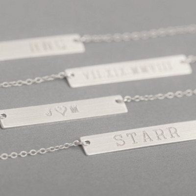 Bridesmaid Gift - Silver Bar Necklace - Personalized Bar - Nameplate bar - Name necklace - Silver bar necklace - bar pendant - Mothers Necklace