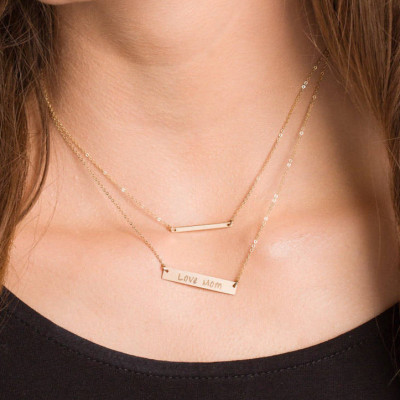 Bridesmaid Gift - Silver Bar Necklace - Personalized Bar - Nameplate bar - Name necklace - Silver bar necklace - Horizontal bar - Mothers Necklace