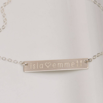 Bridesmaid Gift - Silver Bar Necklace - Personalized Bar - Nameplate bar - Name necklace - Silver bar necklace - Horizontal bar - Mothers Necklace