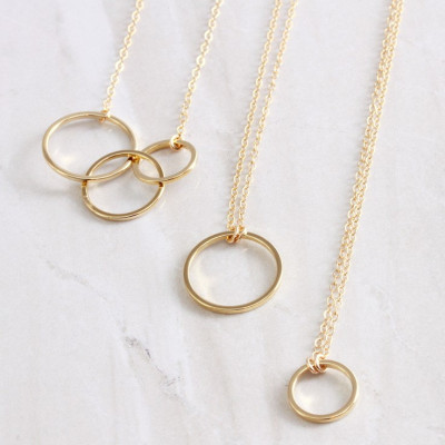 Circle Necklace - Dainty Gold Circle Necklace - Karma Necklace - Delicate Circle Necklace - Interlocking Circle Necklace - Mother's Day gift