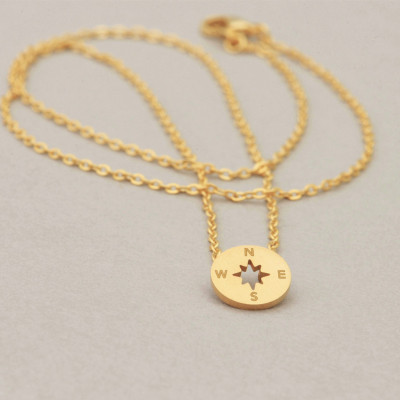 Compass Necklace - Gold Compass - Gold Compass Necklace - Gold coin necklace - gold disc necklace - Gold necklace - Layering Necklace - Valentines Day