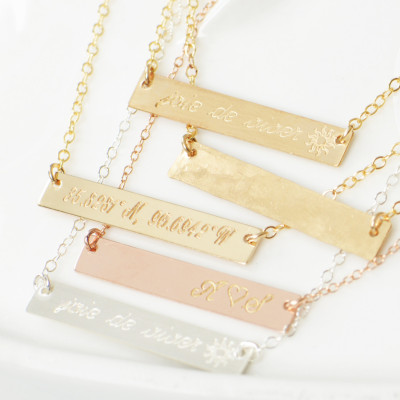 Custom Bar Layering Necklace - Customized Name Bar Necklace - Personalized Gold Bar Necklace - Valentines Day - Engraved Necklace