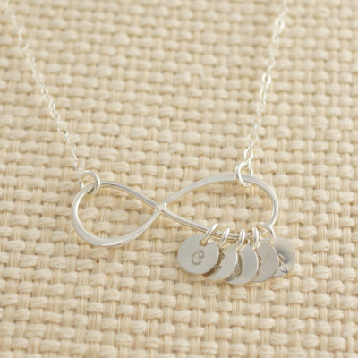 Custom Infinity Initial Necklace - Sterling Silver or Gold Filled Bridal Party Necklace - Dainty Necklace. Mother's Day Gift