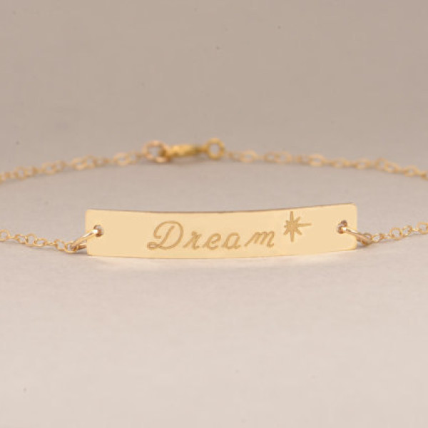 Customized Gold Bar Bracelet - Bar Bracelet - Name Engraved Bracelet - Contemporary Bridesmaid Jewelry - Initial Bracelet - Valentines Day