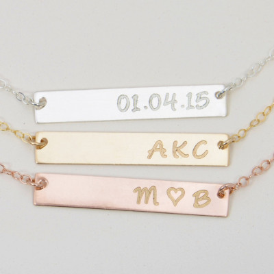 Engraved Custom Gold Bar Layering Necklace - Customized Name Bar Necklace - Personalized Gold Bar Necklace - Bridesmaid Gift - Engraved Necklace