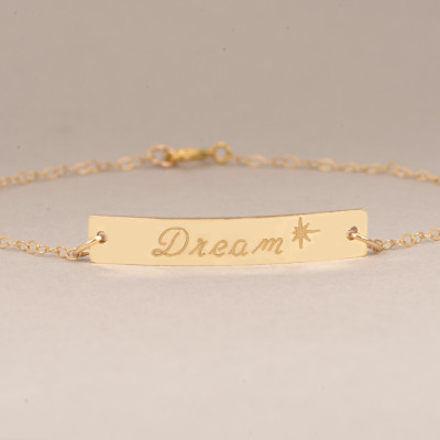 Engraved Gold Bar Bracelet - Bar Bracelet - Name Engraved Bracelet - Contemporary Bridesmaid Jewelry - Initial Bracelet - Bridesmaid Gift